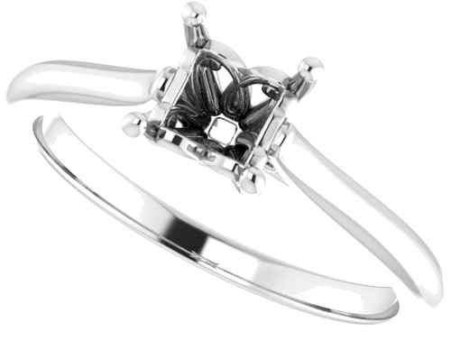 Sužadėtuvių Žiedas „Solitaire“ 585 Baltojo Aukso Square 4.5mm (5)