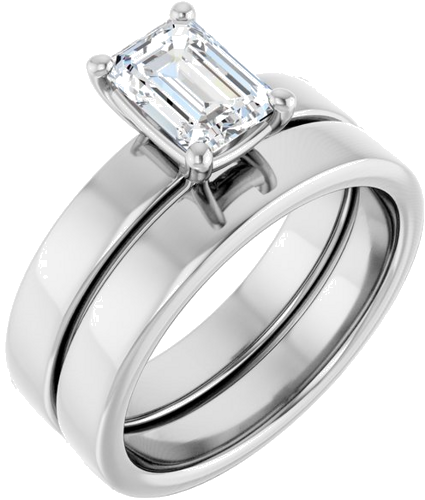 Sužadėtuvių Žiedas „Solitaire“ 14k white gold Emerald 7mm x 5mm (6)