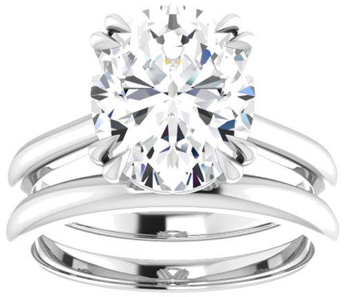 Sužadėtuvių Žiedas „Double Claw-Prong“ 14k white gold Oval 11mm x 9mm (8)