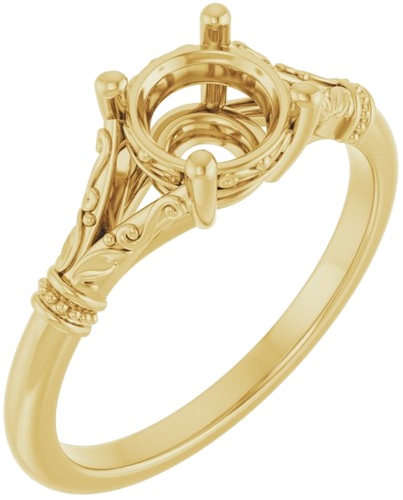 Sužadėtuvių Žiedas „Split Shank“ 585 Geltonojo Aukso Round 6.5mm (1)