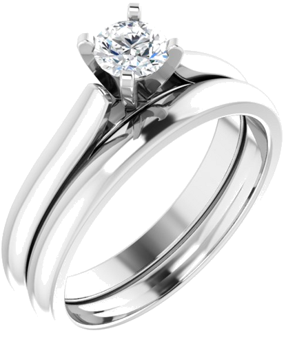 Sužadėtuvių Žiedas „Solitaire“ 585 Baltojo Aukso Round 4.5mm (6)