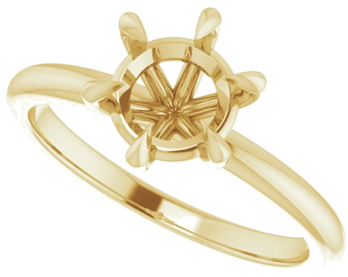 14K Yellow 7 mm Round Solitaire Engagement Ring Mounting (5)