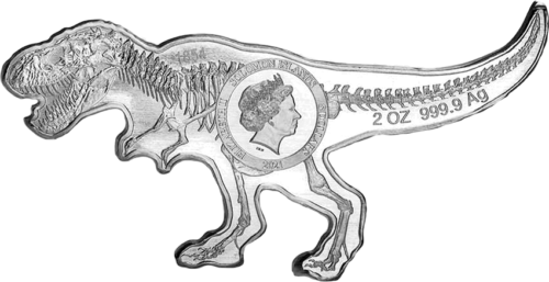 2 унции Тиранозавър Рекс 2021 Сребърна монета от Соломоновите острови (2)