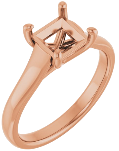 14K Rose 6 mm Square Solitaire Engagement Ring Mounting (1)