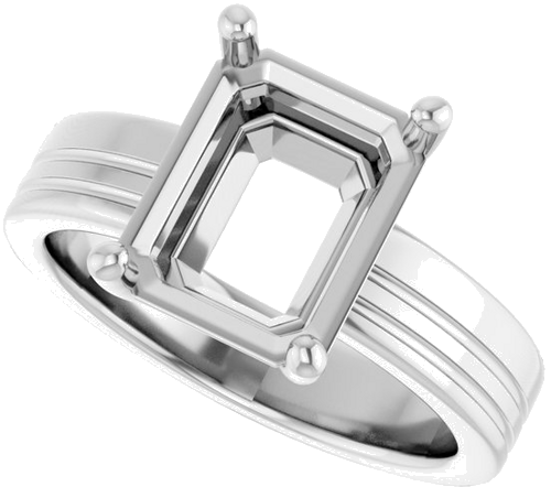 Sužadėtuvių Žiedas „Solitaire“ 585 Baltojo Aukso Emerald 10mm x 8mm (5)