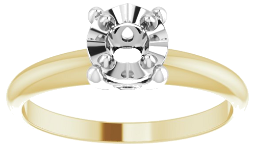 14K Yellow   White 3.7 mm Round 4-Prong Illusion Solitaire Ring Mounting (3)