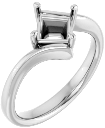 Sužadėtuvių Žiedas „Solitaire Bypass“ 14k white gold Square 5.5mm (1)