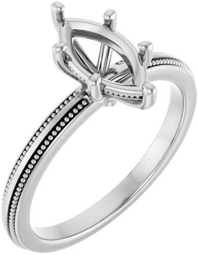 Sužadėtuvių Žiedas „Solitaire Milgrain“ 14k white gold Marquise 10mm x 5mm (1)