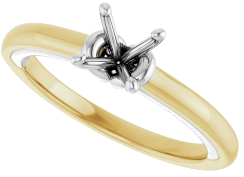 14K Yellow   White  5.8 mm Round Solitaire Engagement Ring Mounting (5)