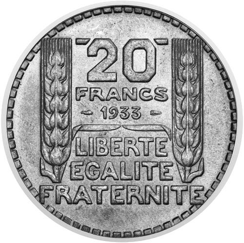 20 франка Франция (1870–1941) сребърна монета (1)