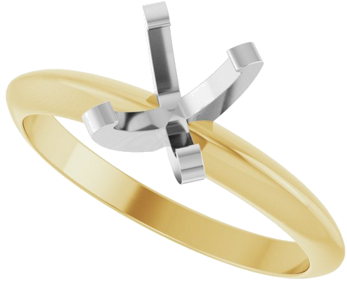 14K Yellow White 7 x 5 mm Oval Solitaire Engagement Ring Mounting (5)