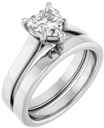 Sužadėtuvių Žiedas „Claw-Prong“ 14k white gold Heart 6.5mm (6)