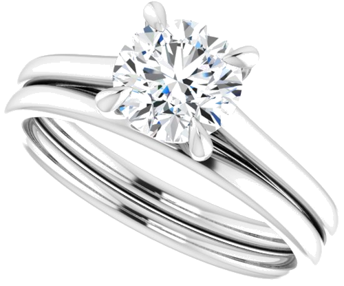 10K White  6.5 mm Round Solitaire Engagement Ring Mounting (10)