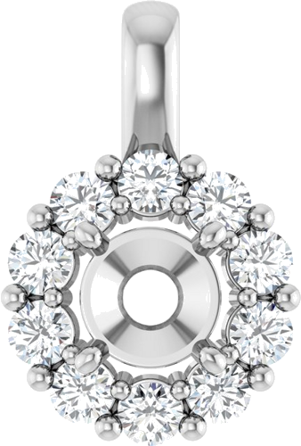 Pakabukas „Halo-Style“ 14k white gold Round 5.5mm (1)
