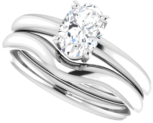 Sužadėtuvių Žiedas „Solitaire“ 417 Baltojo Aukso Oval 7mm x 5mm (10)