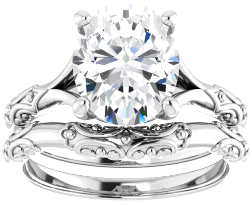 Sužadėtuvių Žiedas „Solitaire Sculptural“ 14k white gold Oval 10mm x 8mm (8)