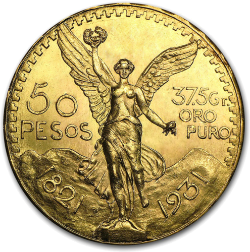 50 peso Meksikas zelta monēta — Brīvības eņģelis (1821-1947) (1)