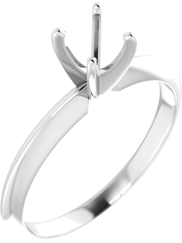 14K White 5-5.3 mm Round 4-Prong Light Solitaire Ring Mounting (1)