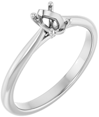 Sužadėtuvių Žiedas „Solitaire“ 585 Baltojo Aukso Oval 6mm x 4mm (1)