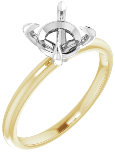 14K Yellow White 7.4 mm Round Engagement Ring Mounting (1)