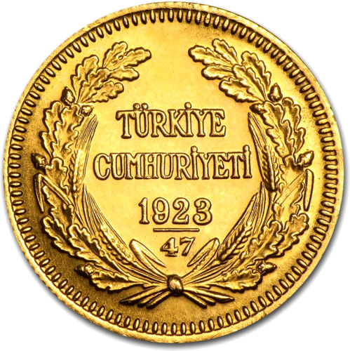100 kurušų Ataturk Turkija (1923/XX) auksinė moneta (2)