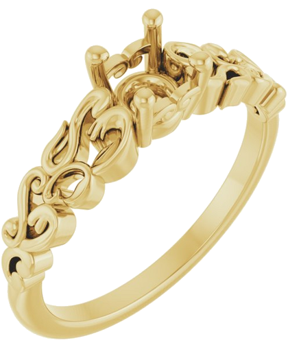 Sužadėtuvių Žiedas „Solitaire Sculptural“ 14k yellow gold Round 5.2mm (1)