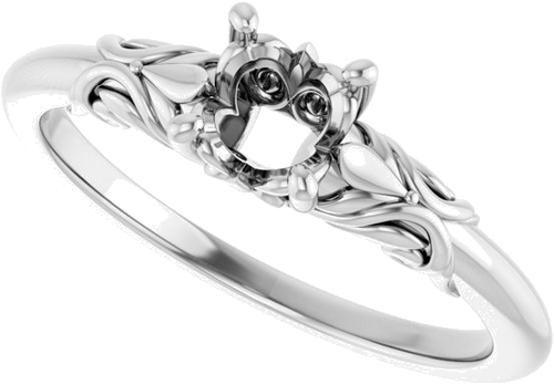 Sužadėtuvių Žiedas „Solitaire“ 14k white gold Round 5.2mm (5)
