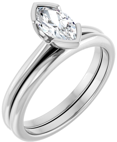 Sužadėtuvių Žiedas „Half-Bezel“ 14k white gold Marquise 8mm x 4.5mm (6)