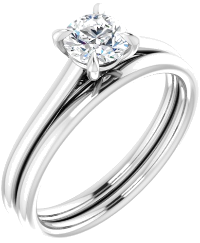 14K White  5.2 mm Round Solitaire Engagement Ring Mounting (6)