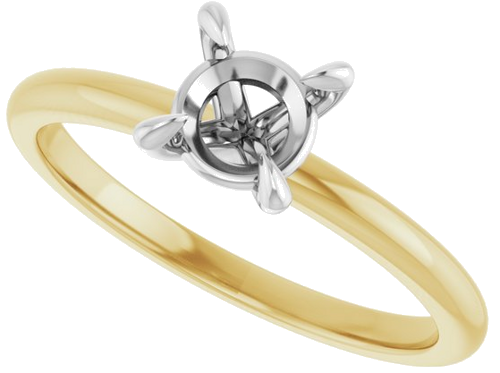 14K Yellow White 5.8 mm Round Engagement Ring Mounting (4)