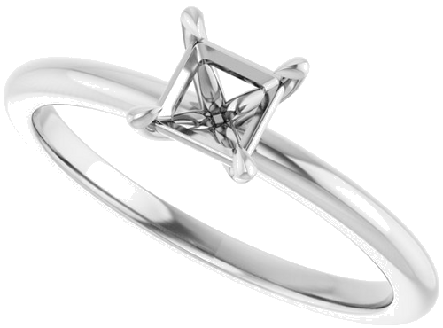 Sužadėtuvių Žiedas „Claw-Prong“ 14k white gold Square 4mm (5)