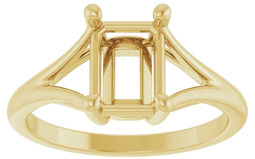 Sužadėtuvių Žiedas „Solitaire Split-Shank“ 14k yellow gold Emerald 8mm x 6mm (3)