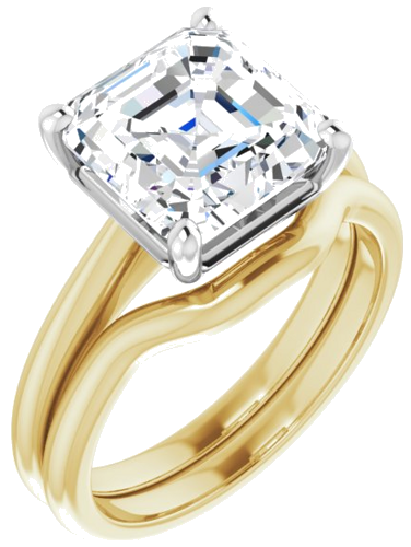 Sužadėtuvių Žiedas „Solitaire“ 14k yellow/white gold Asscher 9mm (6)