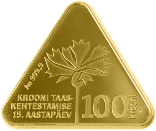 2007 Эстония 15-летие кроны 100 крон золотая монета (1)
