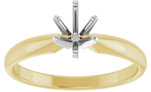 14K Yellow White 6.5 x 4.5 mm Oval Solitaire Engagement Ring Mounting (3)