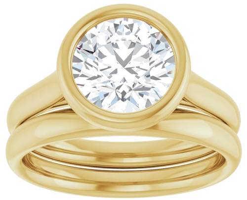 Sužadėtuvių Žiedas „Bezel-Set Solitaire“ 585 Geltonojo Aukso Round 8mm (8)