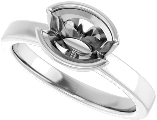 Sužadėtuvių Žiedas „Half-Bezel Solitaire“ 14k white gold Oval 8mm x 6mm (5)