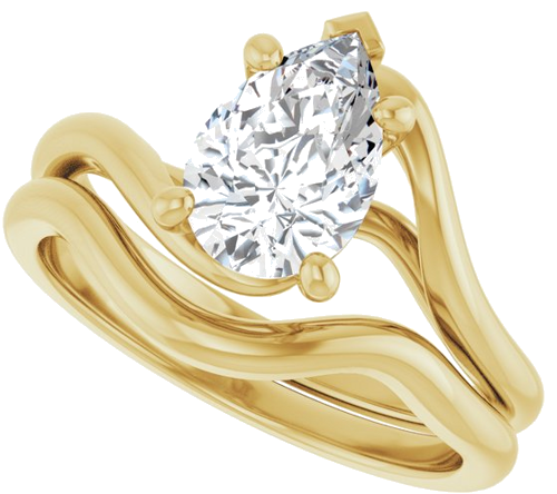 Sužadėtuvių Žiedas „Bypass“ 10k yellow gold Pear 9mm x 6mm (10)