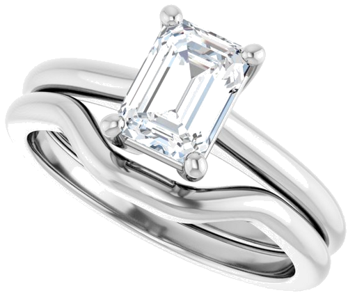 Sužadėtuvių Žiedas „V-End Prong“ 14k white gold Emerald 7mm x 5mm (10)