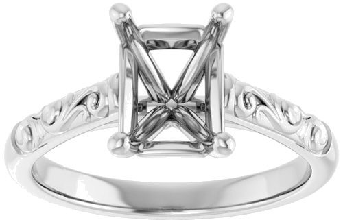 10K White 8x6 mm Emerald Solitaire Engagement Ring Mounting (3)