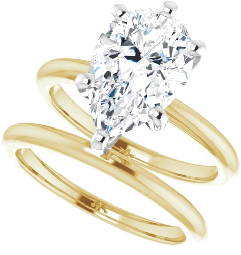 Sužadėtuvių Žiedas „Solitaire“ 585 Baltojo Ir Geltonojo Aukso Pear Shape 12mm x 8mm (10)