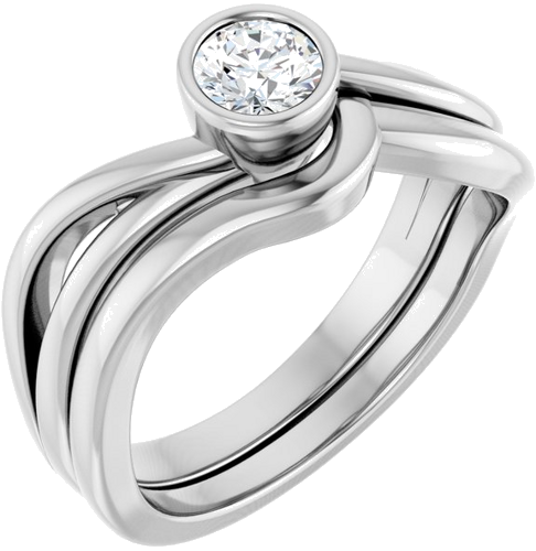 Sužadėtuvių Žiedas „Bezel-Set“ 14k white gold Round 4.4mm (6)