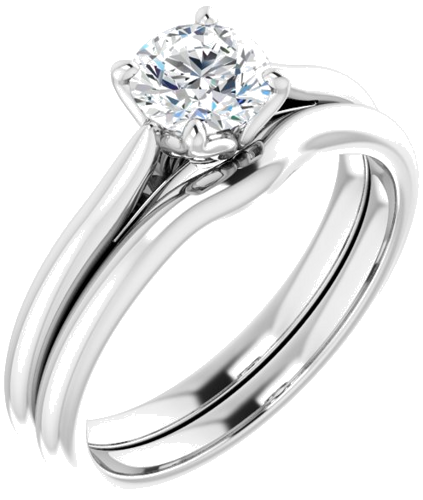 Sužadėtuvių Žiedas „Solitaire“ 585 Baltojo Aukso Round 5.5mm (6)