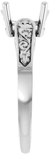 Sužadėtuvių Žiedas „Solitaire Floral“ 14k white gold Oval 8mm x 6mm (4)