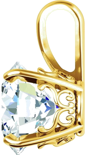 Pakabukas „Round 4-Prong Scroll“ 18k yellow gold Round 6.5mm (4)