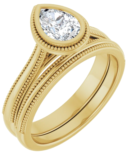 Sužadėtuvių Žiedas „Bezel-Set Solitaire“ 18k yellow gold Pear 7mm x 5mm (6)