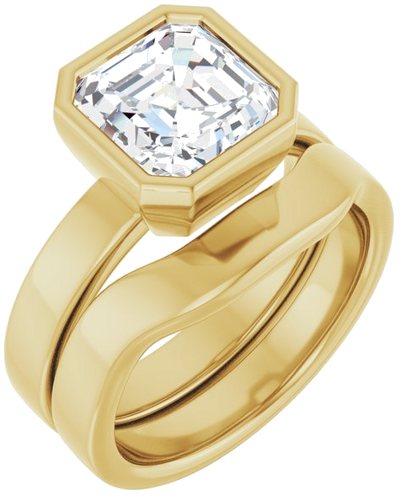 Sužadėtuvių Žiedas „Bezel-Set Solitaire“ 14k yellow gold Asscher 8mm (6)