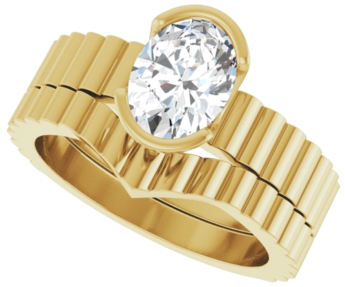 Sužadėtuvių Žiedas „Half-Bezel Solitaire“ 14k yellow gold Oval 8mm x 6mm (10)