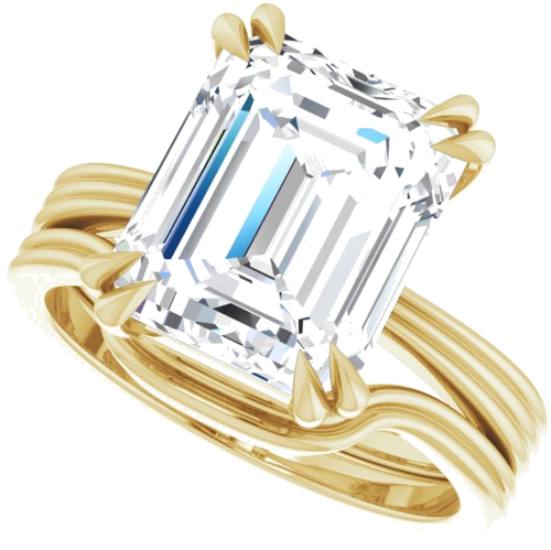 Sužadėtuvių Žiedas „Double Claw-Prong Solitaire“ 14k yellow gold Emerald 11mm x 9mm (10)