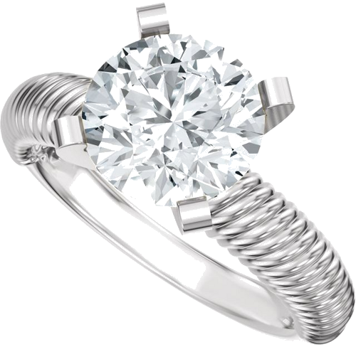 Sužadėtuvių Žiedas „Solitaire Rope“ 14k white gold Round 6.5mm (5)
